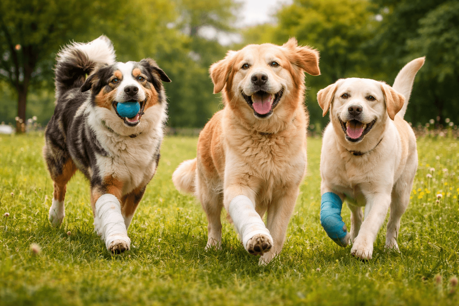 Professioneller Schärfservice für veterinärmedizinische Instrumente — glückliche Hunde nach dem Eingriff